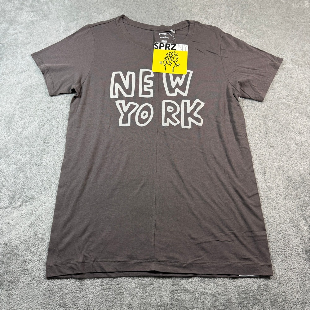 Uniqlo SPRZ NY Keith Haring T-Shirt Men M Brown‎ New York Graphic Cotton Modal